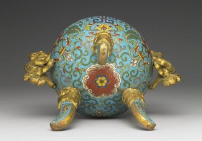 图片[3]-Copper incense burner in cloisonne enamels, Qing dynasty (1644-1911)-China Archive